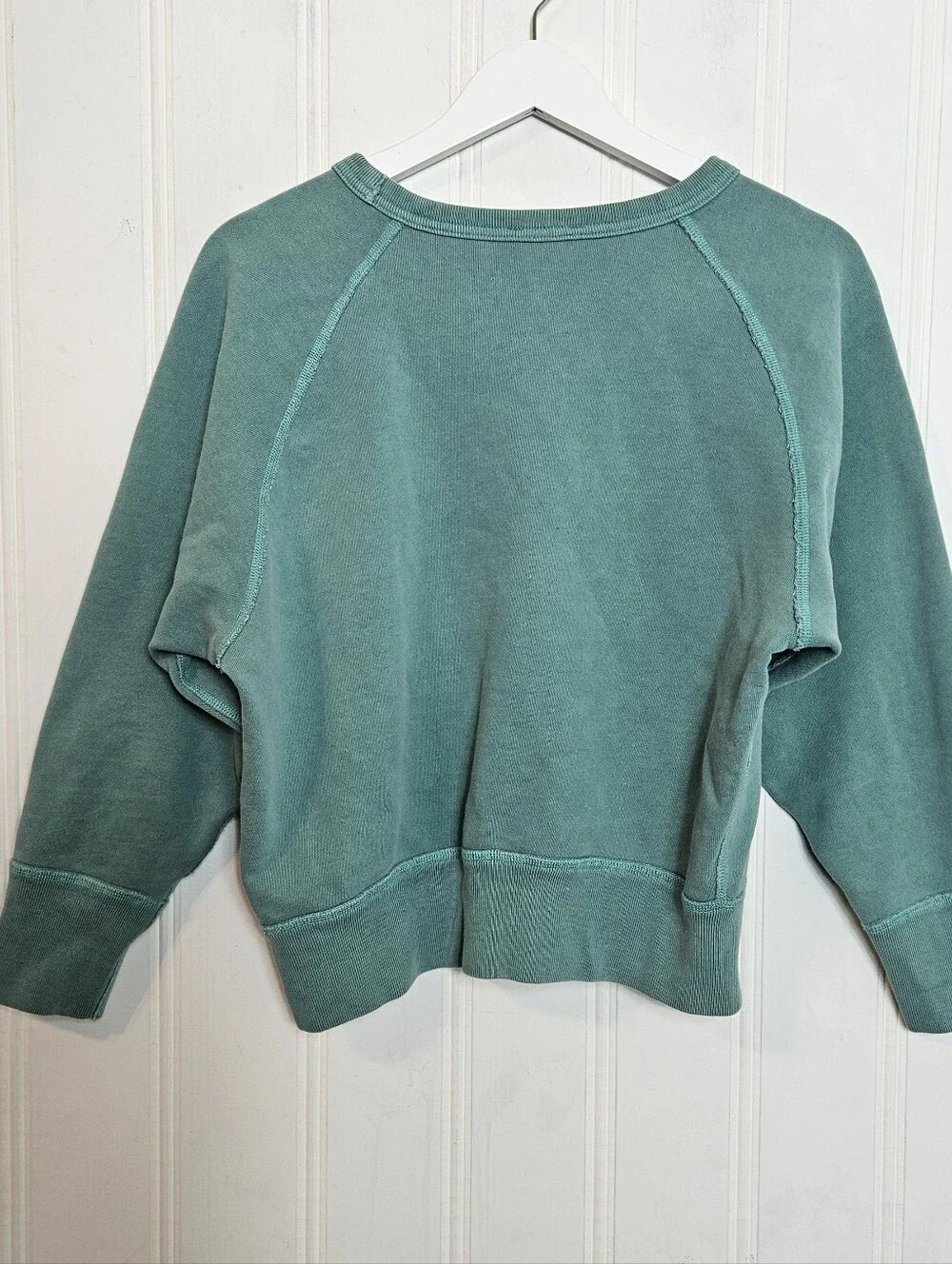 J.Crew Sweatshirt XS Ocean Pearl Myrtle Beach Cropped Raglan Terry Aloe Green